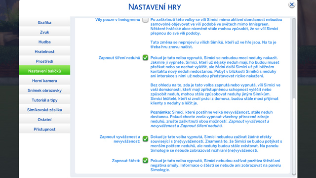 Nastavení balíčků (obrázek)
